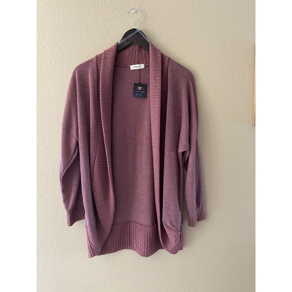 Open front shawl cardigan in wine - Picture 4 of 4